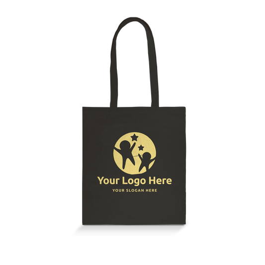 Budget Black Canvas Tote Bag 15”W x 16”H - 5oz with 12" Long Handle