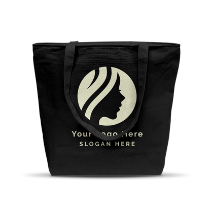 Souvenir Black Canvas Tote with Zipper Closure and Inside Pocket 17"W x 5"D x 15"H - 12oz Heavy Weight