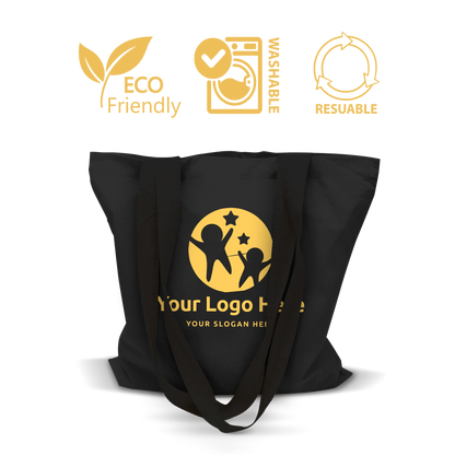 Budget Black Canvas Tote Bag 15”W x 16”H - 5oz with 12" Long Handle