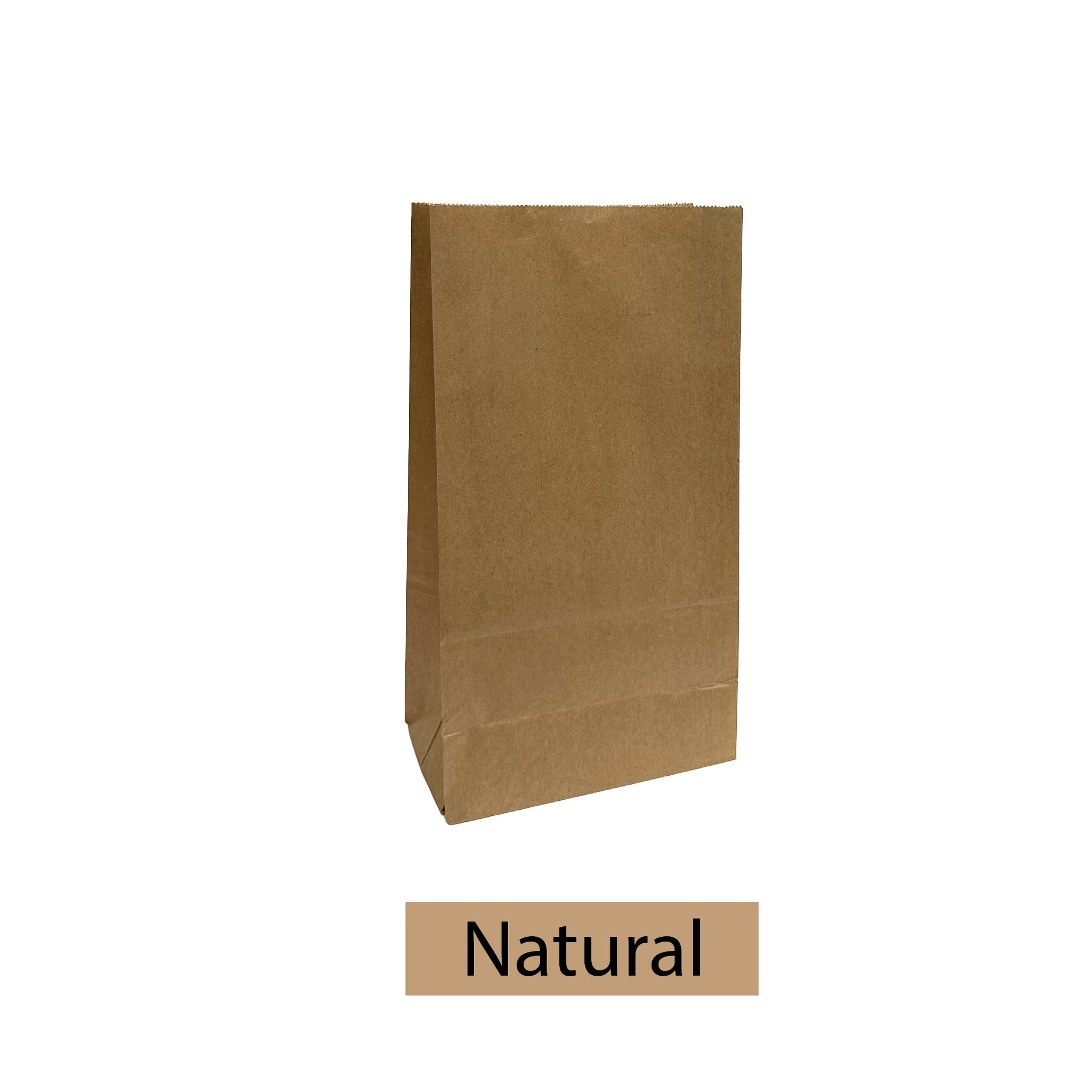 A brown paper bag with the word "natural" on it