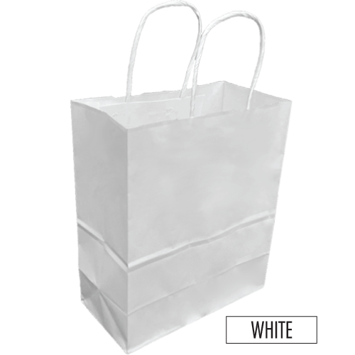 White paper bags with twisted handles