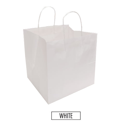 White bakery paper bag with handles