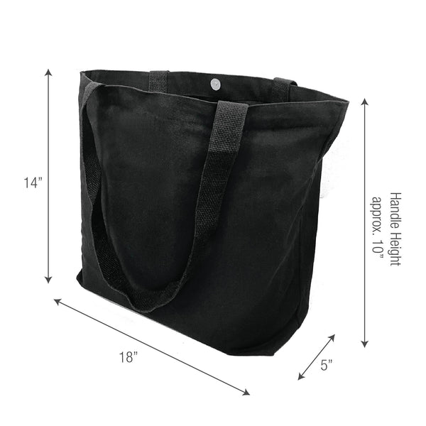 Black - Canvas Totes Bulk 10 pcs / Pack - 18"W x 5"D x 14"H - 10oz