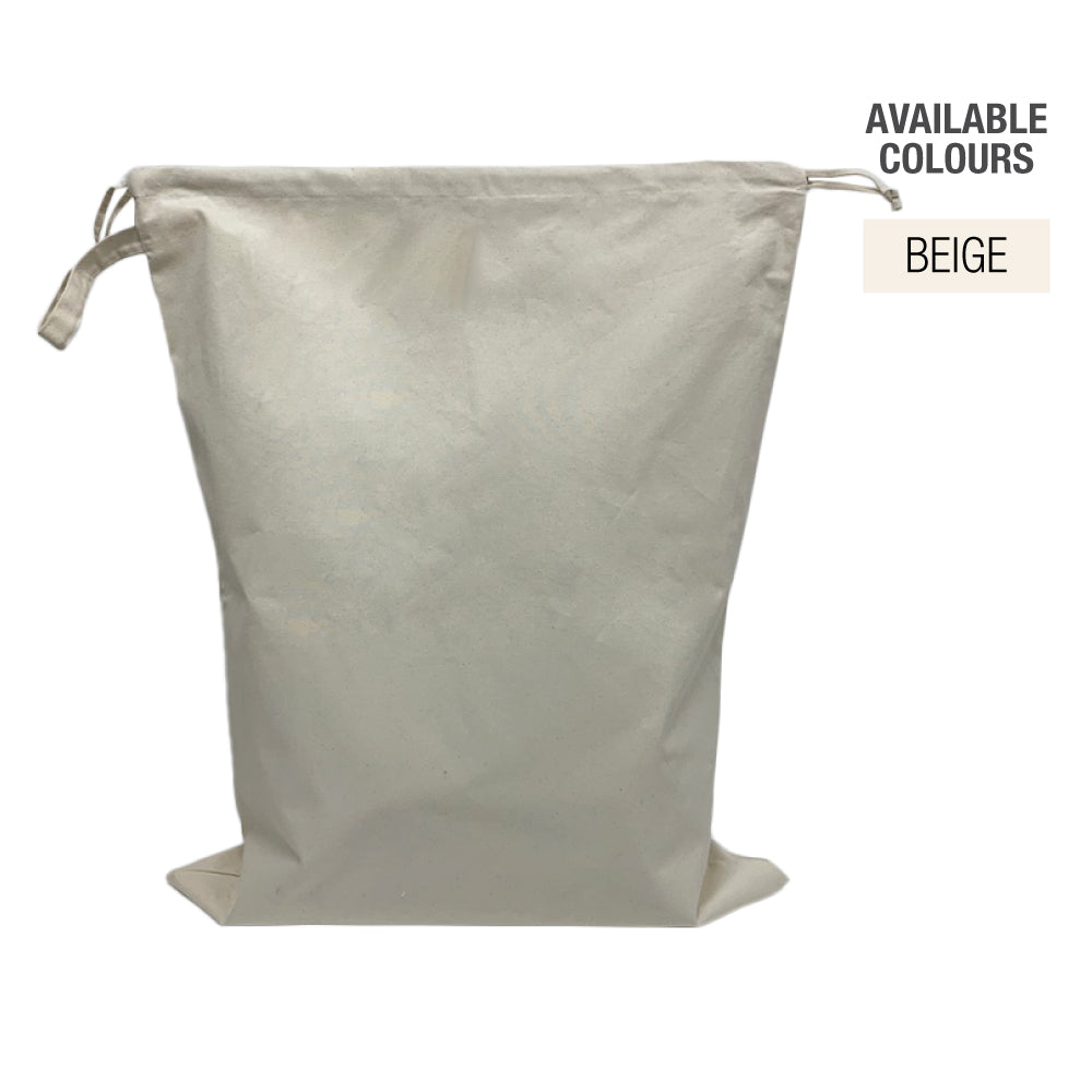 White canvas bag with 'Available Colors: Beige' text