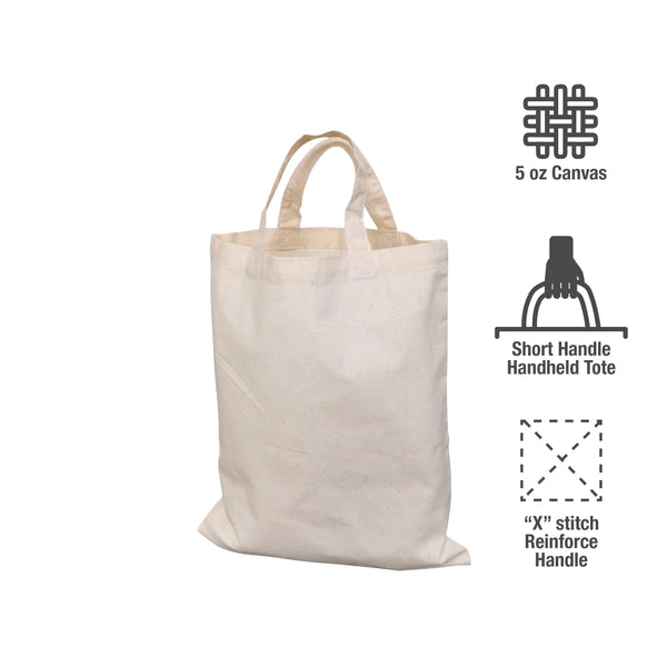 A plain canvas bag with three feature icons