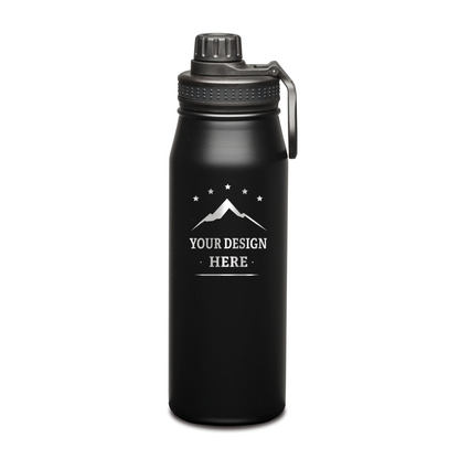 Cienega SS Double Wall Vacuum Insulated Water Bottle w/ Twist Chug Lid - 27oz - Custom Laser Engrave Printing - 12pcs to Start
