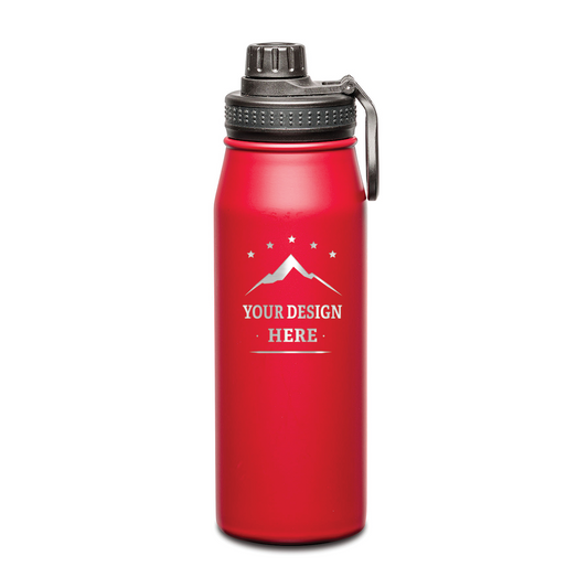 Cienega SS Double Wall Vacuum Insulated Water Bottle w/ Twist Chug Lid - 27oz - Custom Laser Engrave Printing - 12pcs to Start