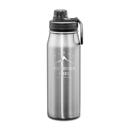 Cienega SS Double Wall Vacuum Insulated Water Bottle w/ Twist Chug Lid - 27oz - Custom Laser Engrave Printing - 12pcs to Start