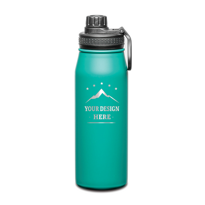 Cienega SS Double Wall Vacuum Insulated Water Bottle w/ Twist Chug Lid - 27oz - Custom Laser Engrave Printing - 12pcs to Start