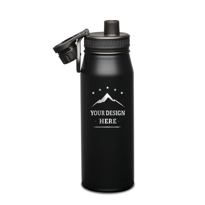 Cienega SS Double Wall Vacuum Insulated Water Bottle w/ Twist Chug Lid - 27oz - Custom Laser Engrave Printing - 12pcs to Start