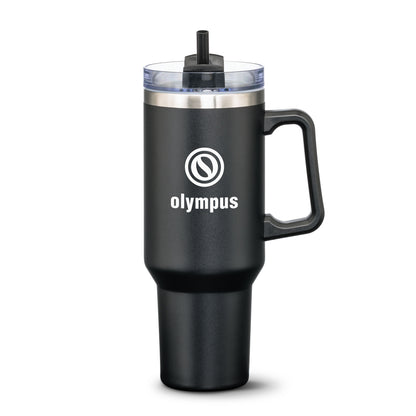 Double Insulated Compeer Handle Travel Mug w/Straw - 40oz - Custom Screen Printing or Full Colours Logo Printing