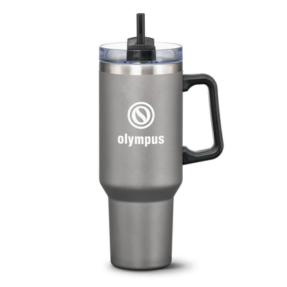 Double Insulated Compeer Handle Travel Mug w/Straw - 40oz - Custom Screen Printing or Full Colours Logo Printing