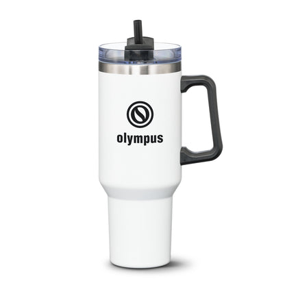 Double Insulated Compeer Handle Travel Mug w/Straw - 40oz - Custom Screen Printing or Full Colours Logo Printing
