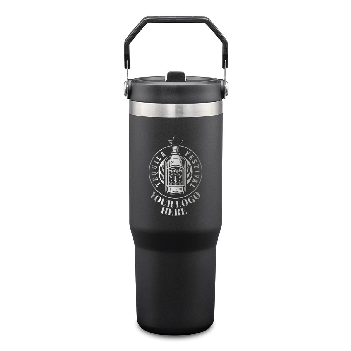 Revive SS Tumbler w/Handle & Straw - 30oz - Laser Engraved Logo - 12pcs to Start