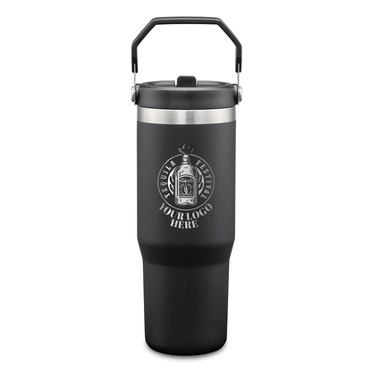 Revive SS Tumbler w/Handle & Straw - 30oz - Laser Engraved Logo - 12pcs to Start