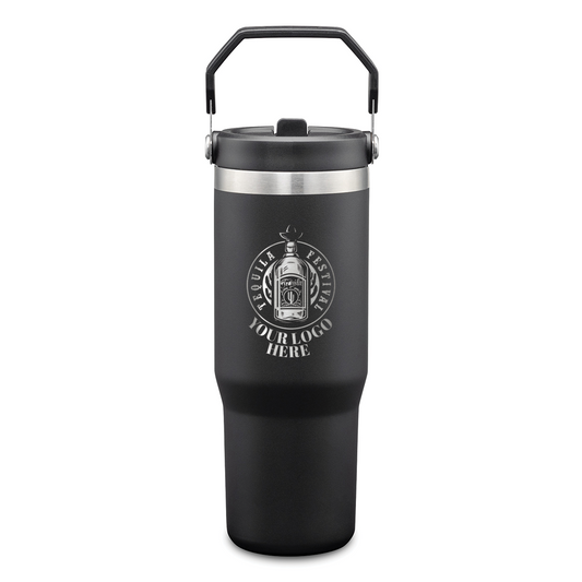 Revive SS Tumbler w/Handle & Straw - 30oz - Laser Engraved Logo - 12pcs to Start