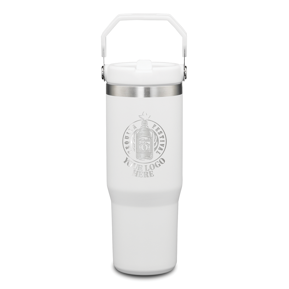 Revive SS Tumbler w/Handle & Straw - 30oz - Laser Engraved Logo - 12pcs to Start