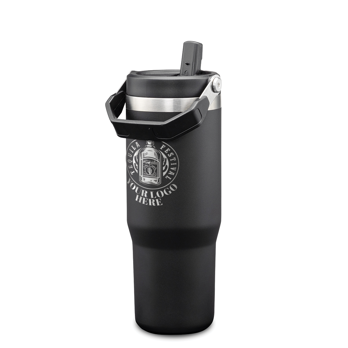 Revive SS Tumbler w/Handle & Straw - 30oz - Laser Engraved Logo - 12pcs to Start