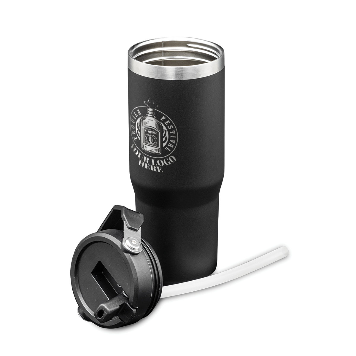 Revive SS Tumbler w/Handle & Straw - 30oz - Laser Engraved Logo - 12pcs to Start