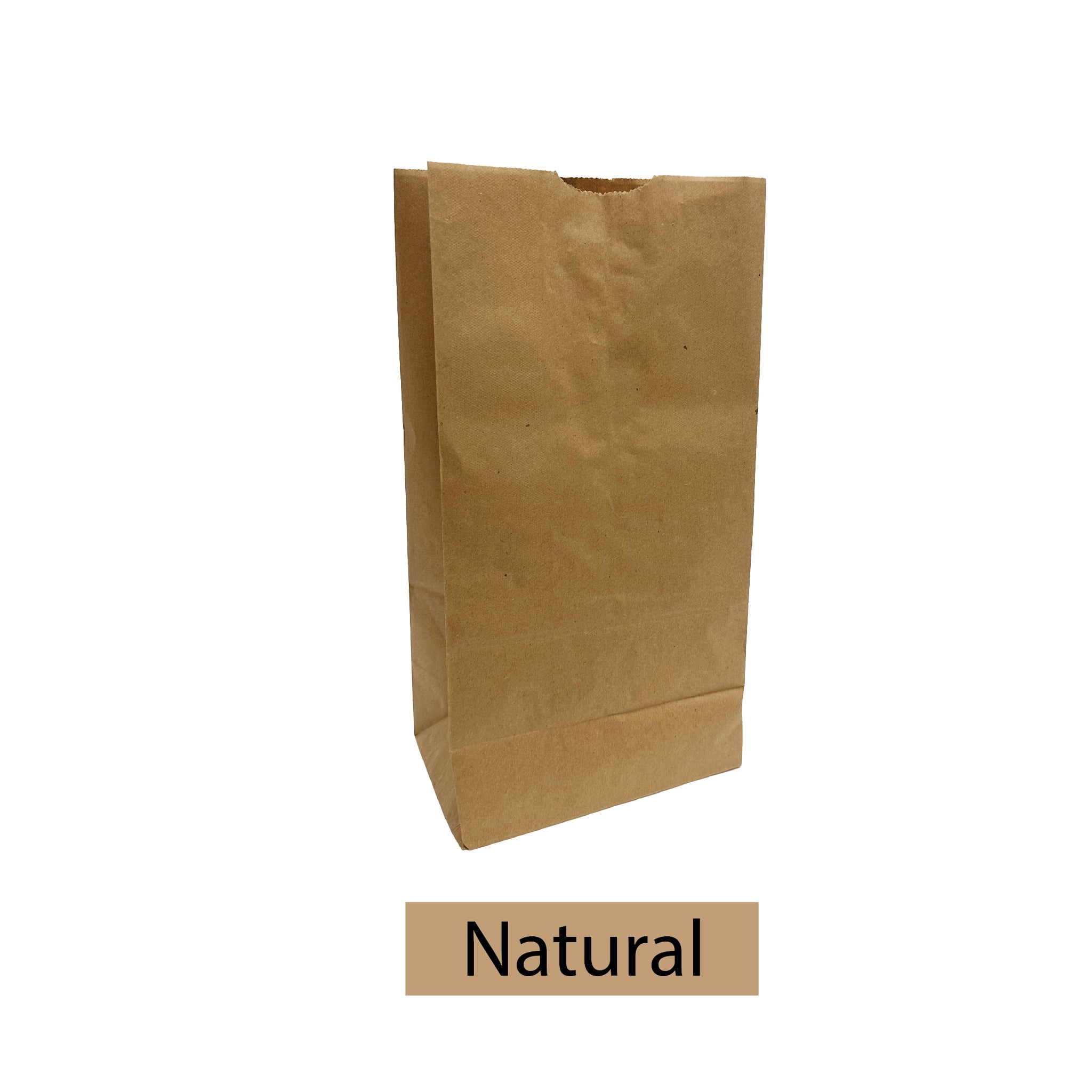 A natural kraft paper bag with the word "natural" on it