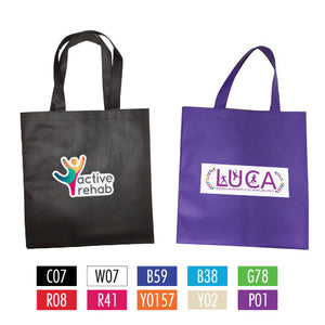 Two shopping bags in different colors with logos and various colour options