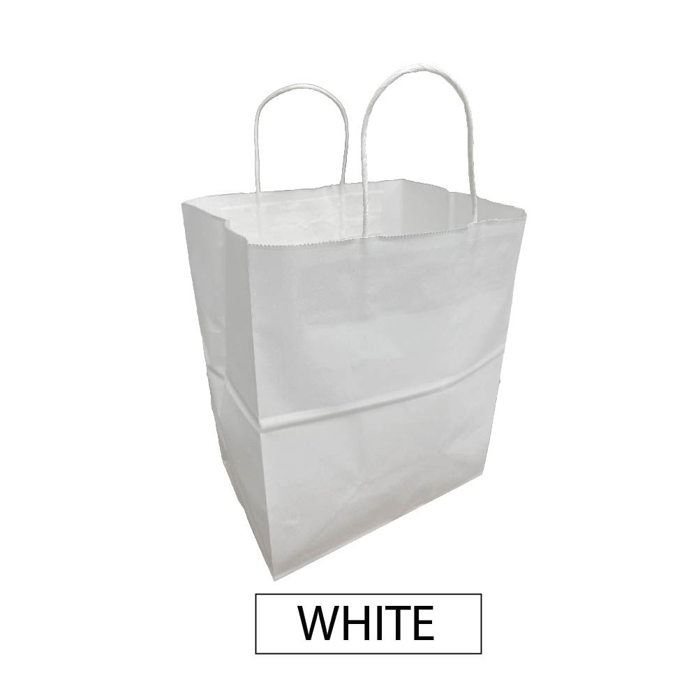 White paper bags with handles