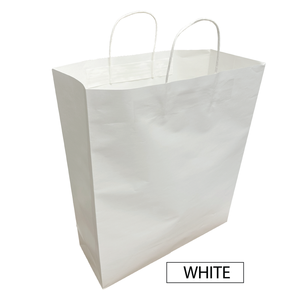 Bulk 250pcs per Box -  Plain/Blank White Paper Bags - Large Size 16"W x6"D x 19.25"H