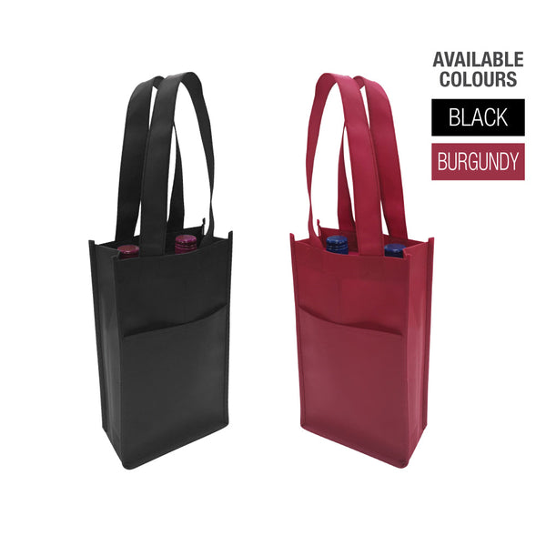 Two wine bags one red and one black with handles