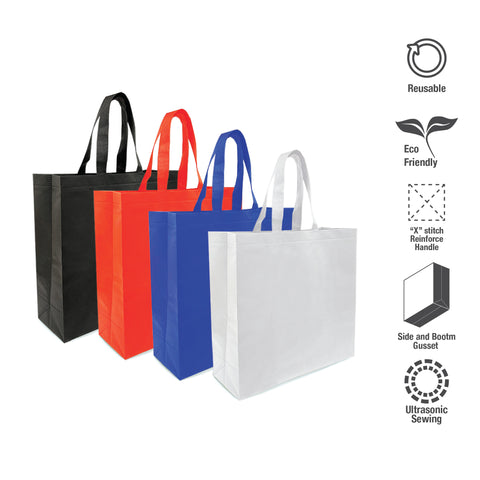 A group of different colored shopping bags