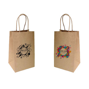 Eco-friendly Kraft Paper Bag 5"W x 3"D x 8"H - Item - Custom Single Colour or Full Colour logo printed