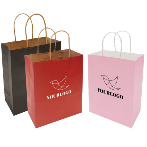 Coloured Paper Bag 8W x 4D x 10H - Custom Single Colour Logo