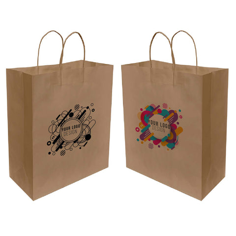 Eco-friendly Kraft Paper Bag 13"W x 6"D x 15"H - Custom Single Colour or Full Colour logo printed