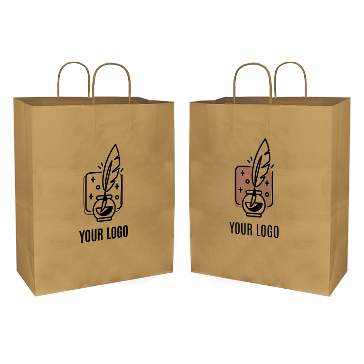 Eco-friendly Kraft Paper Bag 16"W x 6"D x 19"H - Custom Single Colour or Full Colour logo printed