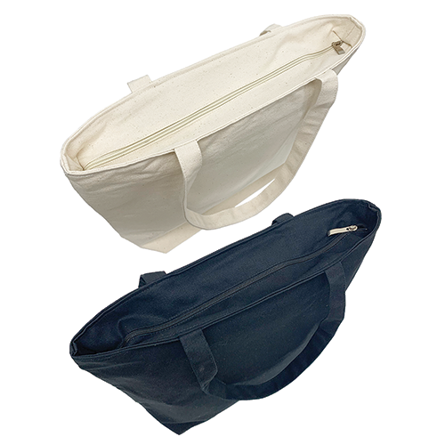Two canvas totes with zippers on the top