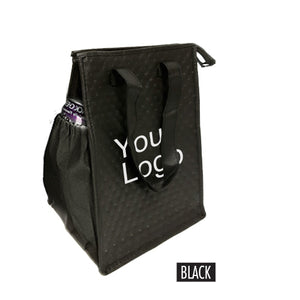 A black thermal bag with side pocket and the words "You" logo on it.
