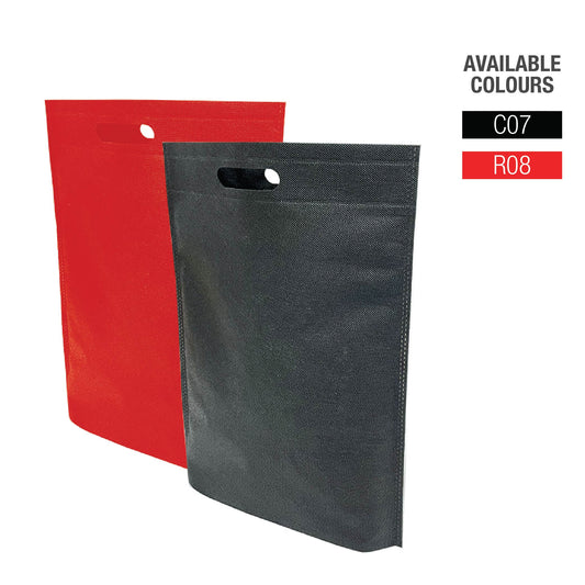 Two red and black shopping bags with the words "available colors" written on the corner
