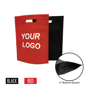Customized red and black die cut handle shopping bags with your logo