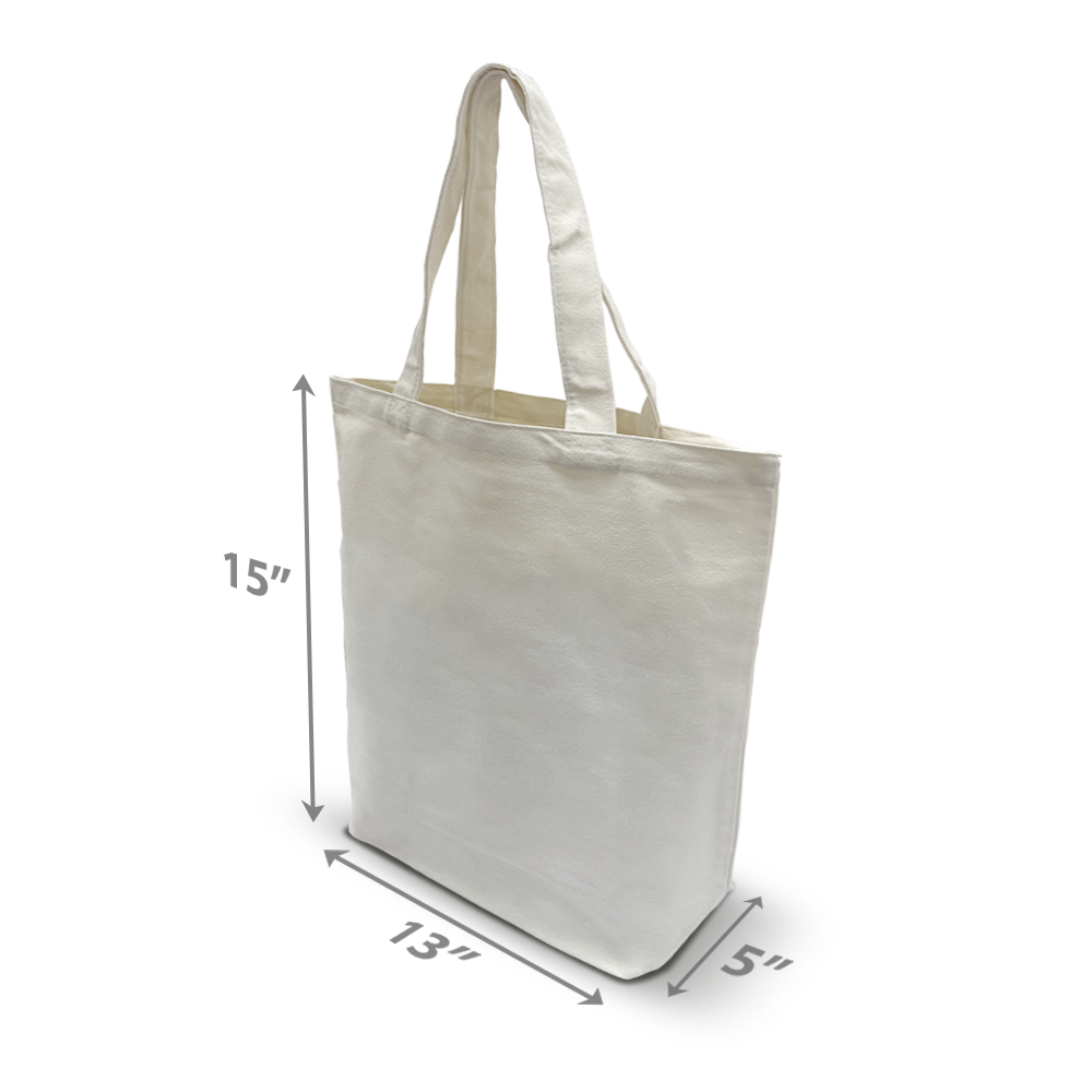 Canvas Promotional Tote Bag 13” W x 5"D x 15” H - 10oz Natural Color