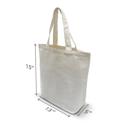 Canvas Promotional Tote Bag 13” W x 5"D x 15” H - 10oz Natural Color