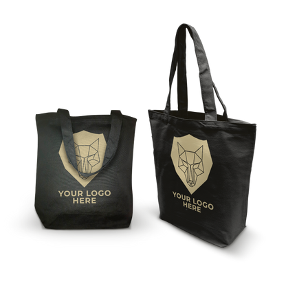 Canvas Promotional Tote Bag 13” W x 5"D x 15” H - 10oz Black Color