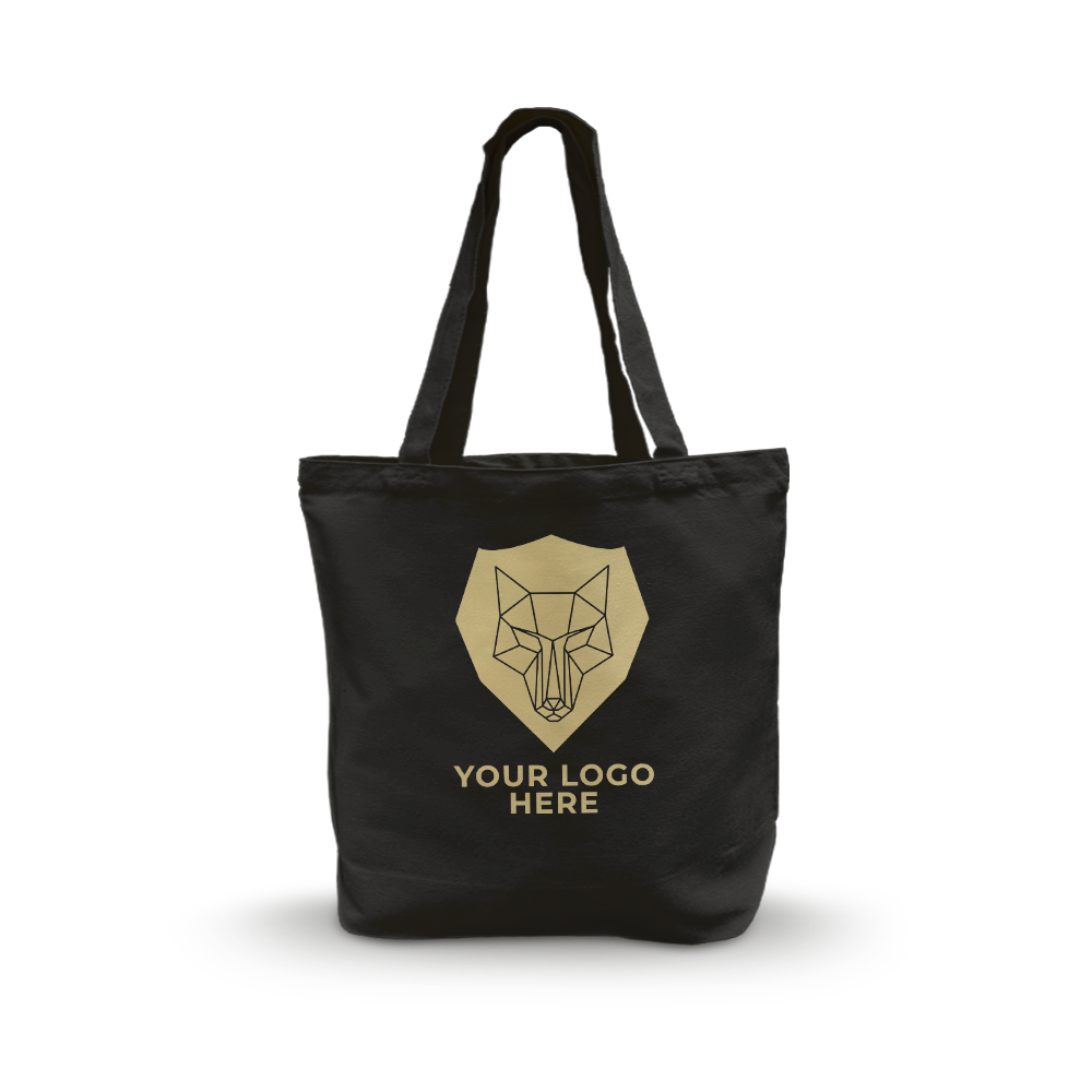 Canvas Promotional Tote Bag 13” W x 5"D x 15” H - 10oz Black Color