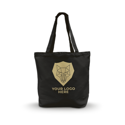 Canvas Promotional Tote Bag 13” W x 5"D x 15” H - 10oz Black Color