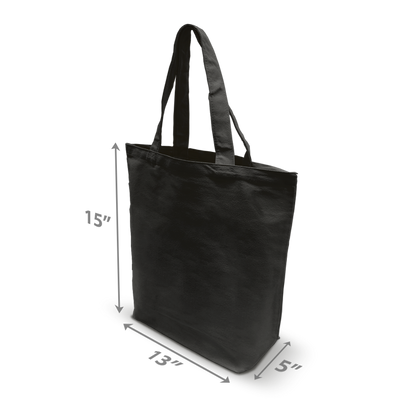 Canvas Promotional Tote Bag 13” W x 5"D x 15” H - 10oz Black Color