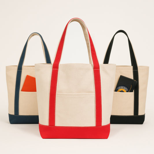 Two-Tone Canvas Carryall Tote Bags 12oz - 17"W x 6"D x 15"H
