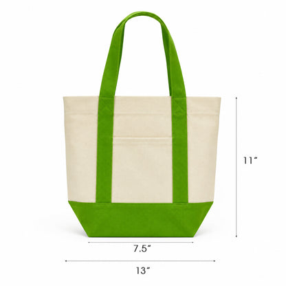 Trader Joe Mini Two-Tone Canvas Carryall Tote Bags Bulk 10 pcs/pack - 13"W x 5.5“Dx 11"H - 12oz