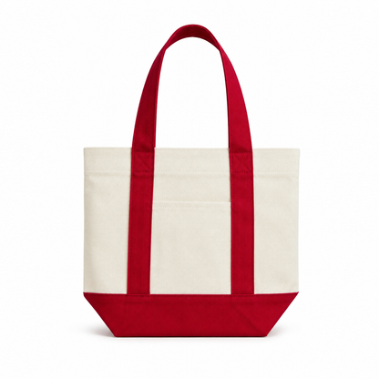 Trader Joe Mini Two-Tone Canvas Carryall Tote Bags 12oz - 12.5"W x 6“Dx 11"H