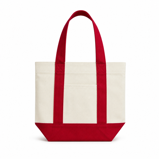 Trader Joe Mini Two-Tone Canvas Carryall Tote Bags 12oz - 12.5"W x 6“Dx 11"H