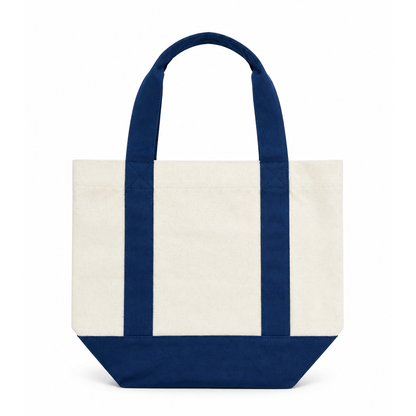 Trader Joe Mini Two-Tone Canvas Carryall Tote Bags 12oz - 12.5"W x 6“Dx 11"H