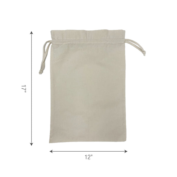 Bulk 10 pcs / Pack - 12"W x 17.5"H Canvas Accessory Drawstring Bag - 5oz