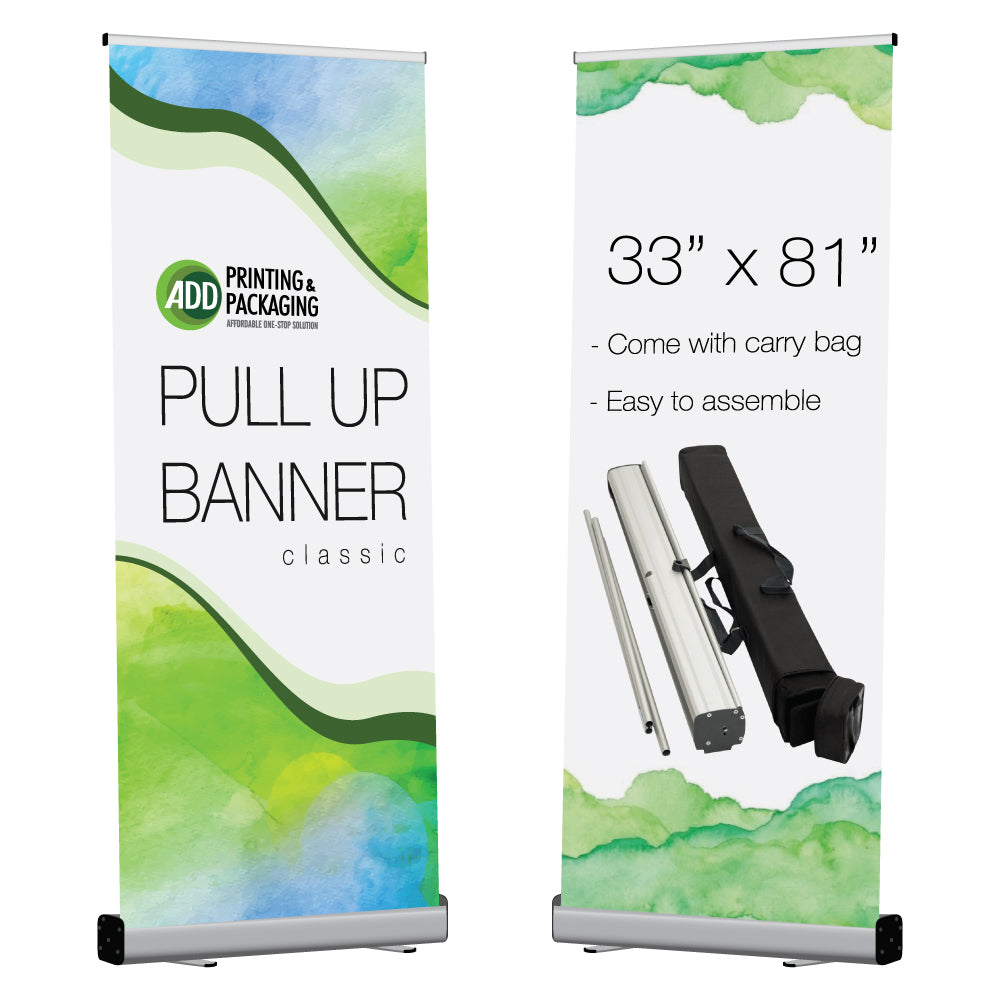Classic Style Pull Up Banner 33" x 81"